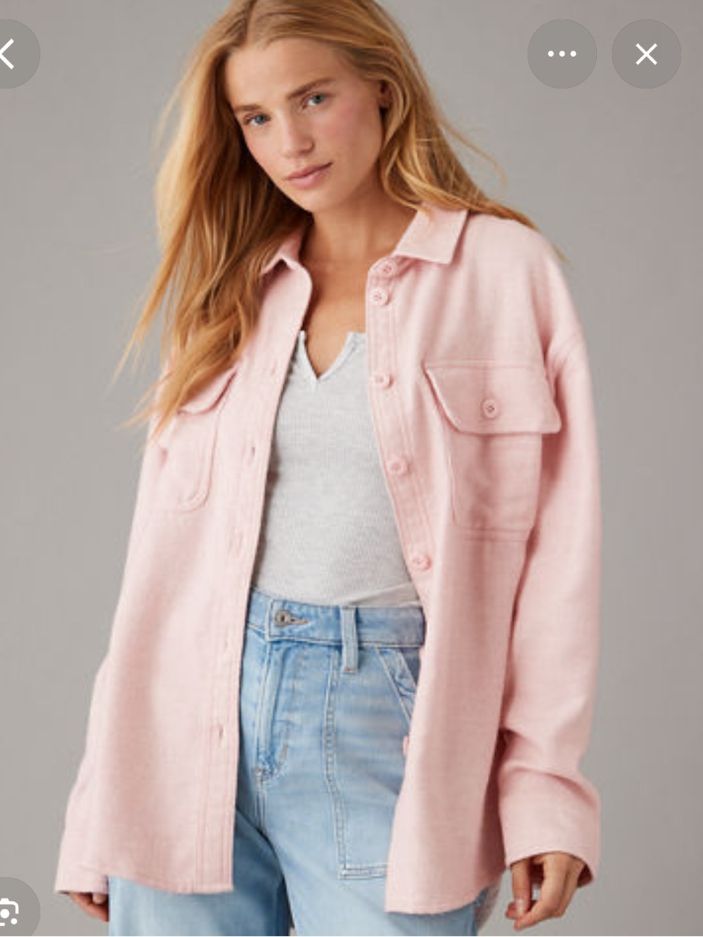 American Eagle Outfitters Light Pink Oversized Fleece Shacket